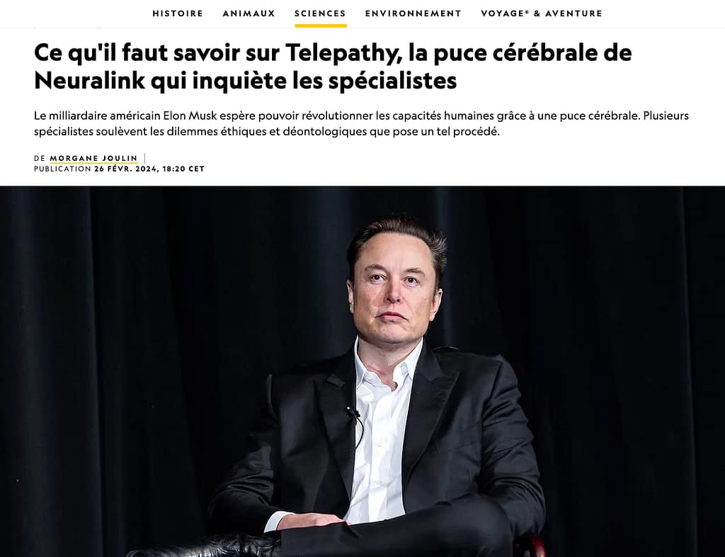 Capture d'écran du site du national géographique. Lien vers une source complémentaire pour aller plus loin sur les thématiques Technologiques et guerres développées dans l'article.